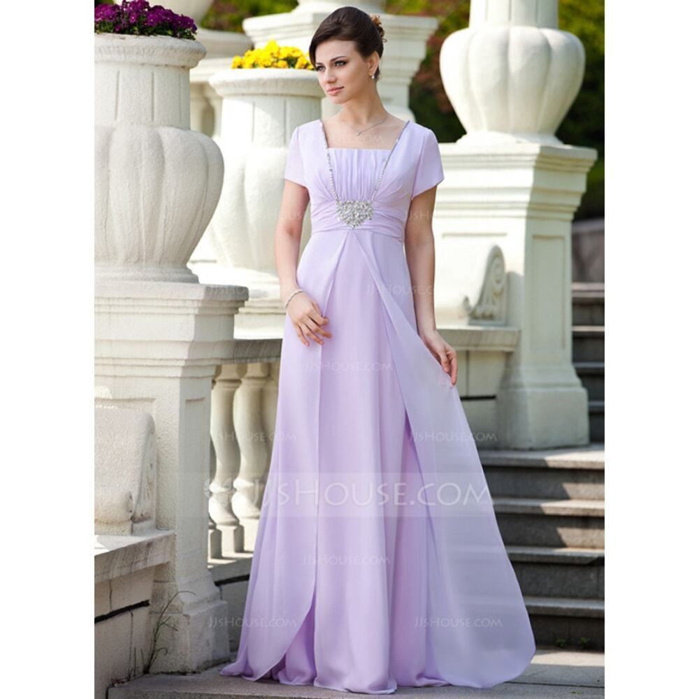JJs A Line Princess Square Neck Mother of the Bride Dress sz 16 Lilac Beaded NWT - Picture 5 of 16